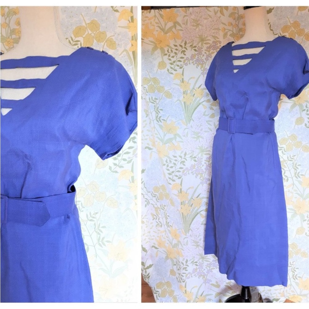 Vintage 80’s periwinkle linen dress